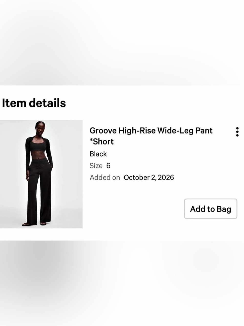 lululemon Groove High-Rise Wide-Leg Pant *Short Black Size 6 - Picture 4 of 4